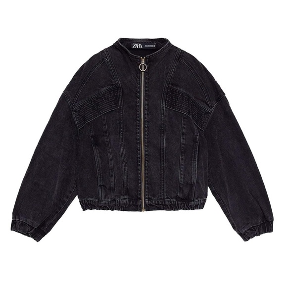 Zara Black Cropped Jean Jacket Modern Fit - Picture 1 of 6